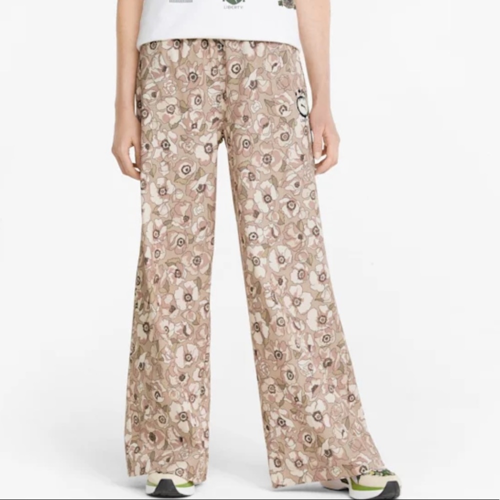 Puma x Liberty Wide Leg Taupe Floral Pants NWT